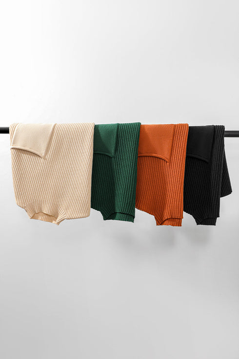Ribbed Mock Neck Patch Pocket Drop Shoulder Short Sleeve Sweater